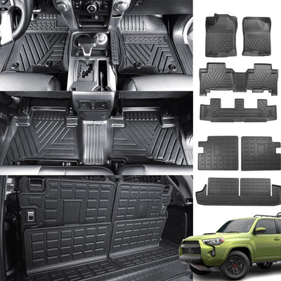 Floor Mats Compatible with Toyota 4Runner 2013-2024 7-Seat Backrest Mat TPE Material Cargo Liner Replacement for Toyota 4Runner Accessories (Cargo Mat+3rd Backrest Mat+Floor Mat)