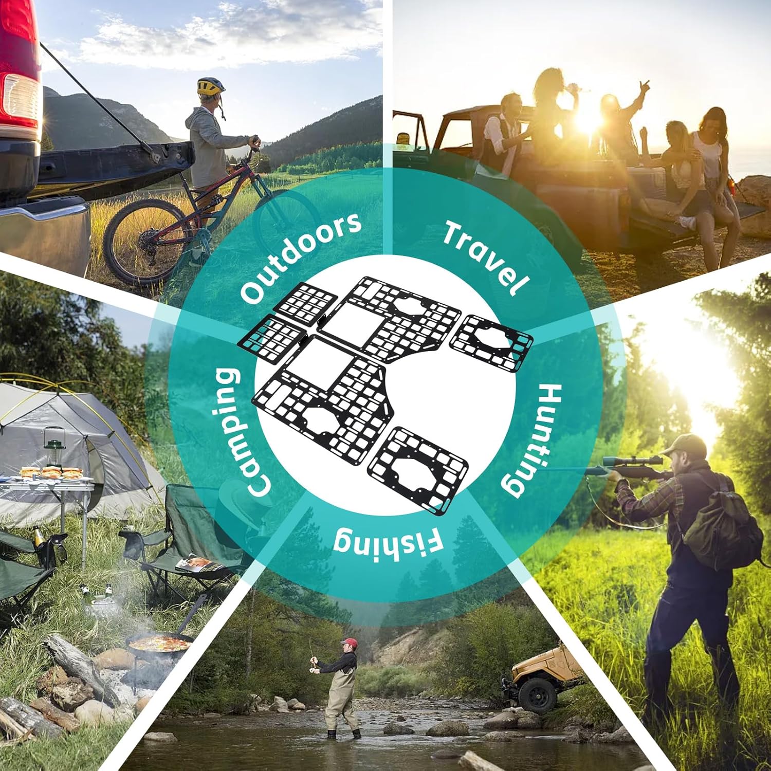 Side Truck Bed Molle Panel Rack System Compatible with 2015-2025 Ford F150 Accessories 5.5FT Cargo Storage Organizer Tools Rack Fit for 2015-2025 F-150 Accessories