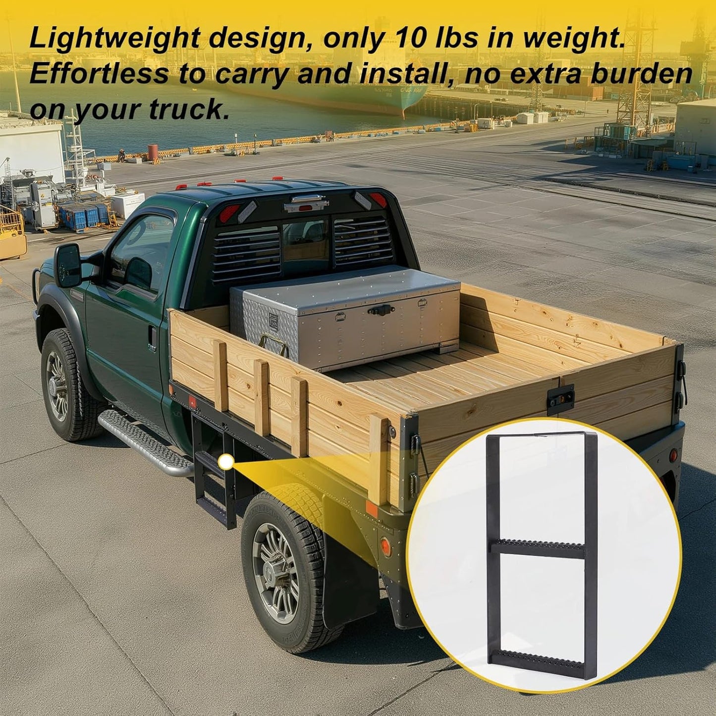24.4 x 12.6 Inch Two Rung Steel Pickup Truck Tire Step for Heavy Duty Pickup Cargo Vans Flatbeds Trailers