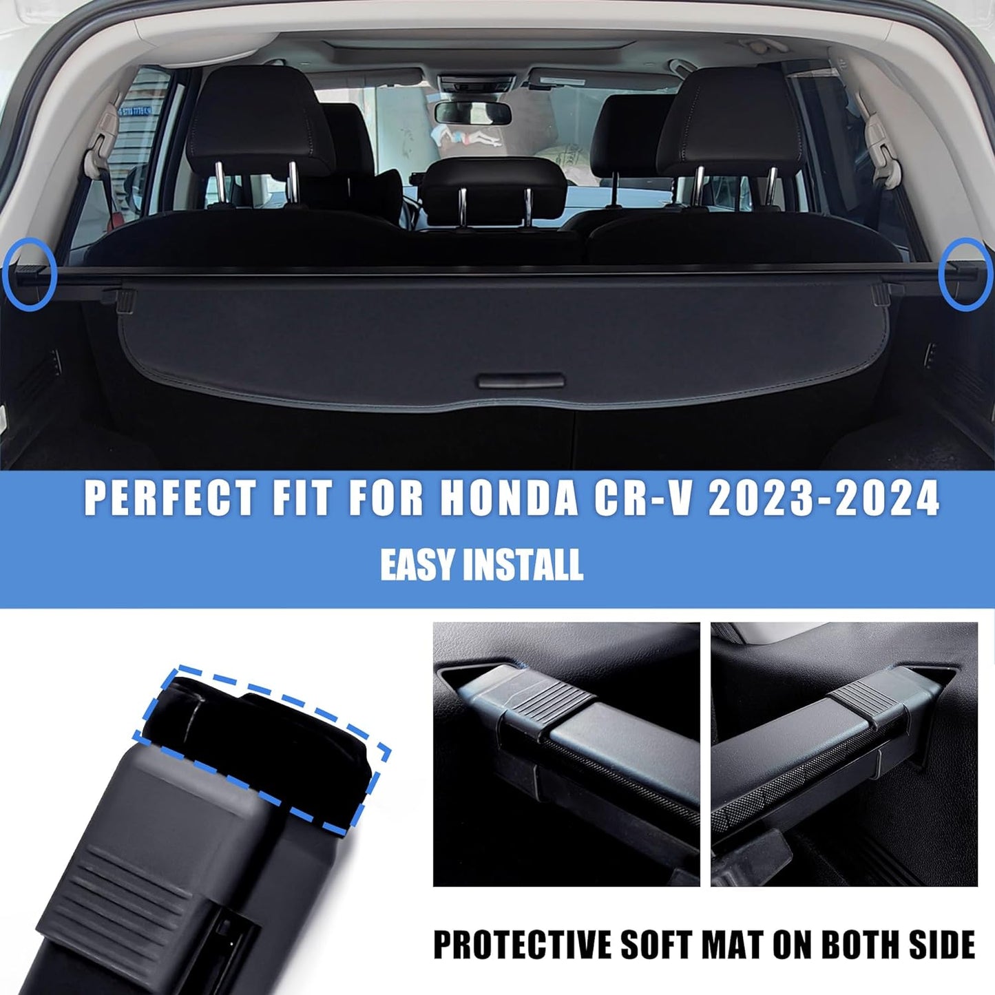 Retractable Cargo Cover for Honda CRV 2023 2024 (Include Hybrid) Trunk Cargo Cover Luggage Security Shade Cover for CR-V 2023 2024 Shielding Shade Anti-Peeping Luggage Privacy Screen