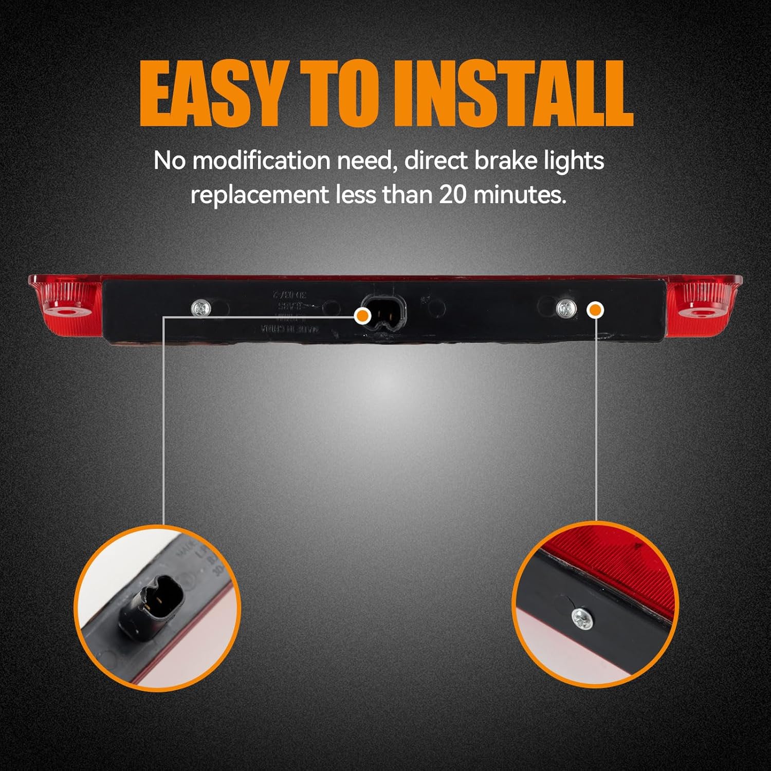 Third 3rd Brake Light LED for 2010-2024 Toyota 4Runner, High Mount Rear Brake Lights Assembly for 2014-2019 Toyota Highlander, Waterproof Center Cab Lamp Stop Light (Red)