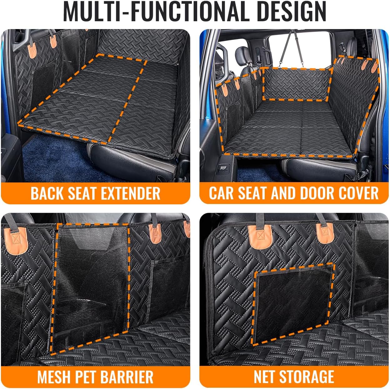 Dog Back Seat Extender for Truck,Truck Dog Seat Cover Back Seat,Dog Hammock for Truck,Hard Bottom Seat Extender for Dogs,Pet Seat Covers for Dogs,Dog Seat Cover for F150/RAM1500/Silverado