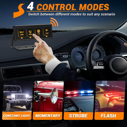 4 Gang Wireless Switch Panel, 12V 60A Auxiliary Car Swtich Panel, Universal Circuit Control Relay System Box with 4 Light Modes Memory Function for Car Truck UTV ATV Boat RV Off-Road