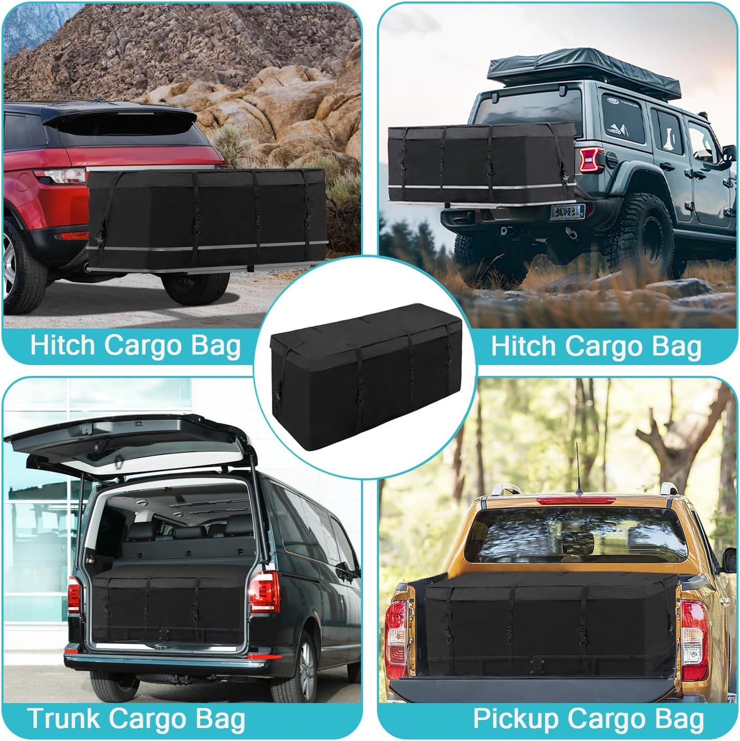 12.5 Cu Ft Heavy-Duty Waterproof Cargo Bag for Hitch Carrier – Ideal for Cars, Trucks, SUVs, and Vans