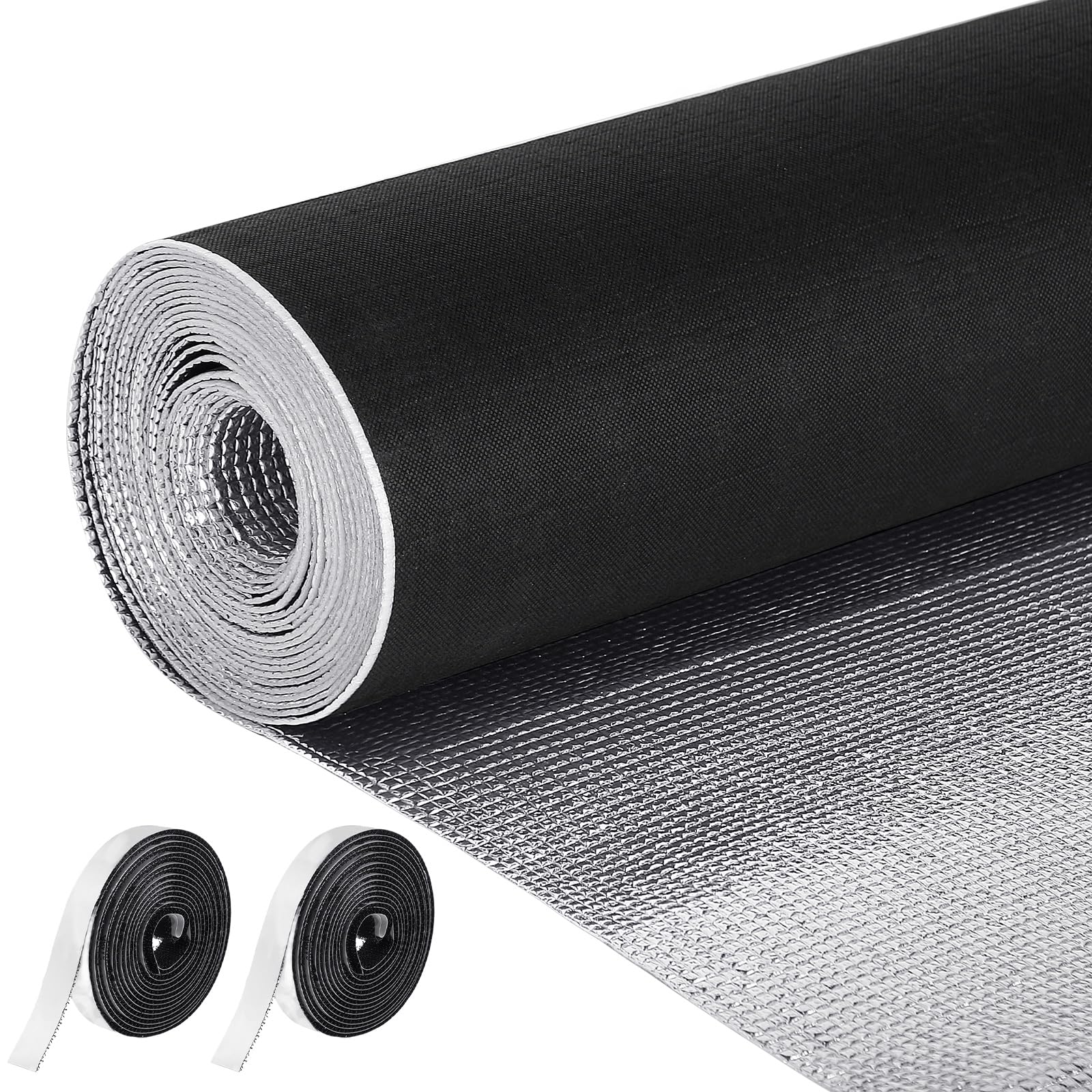 Frienda Double RV Door Window Shade Cover Blackout Reflective Insulation Roll 47x181 Inches Aluminum Foil Insulation Kit for Rv Garage Roof Door Window Skylight Shade(Silver)