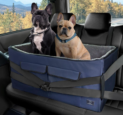 Dog Car Seat for Medium/Large Dog or 2 Small Dogs with 2 Safety Seat Belts & Storage Bags(Under 55 lbs)