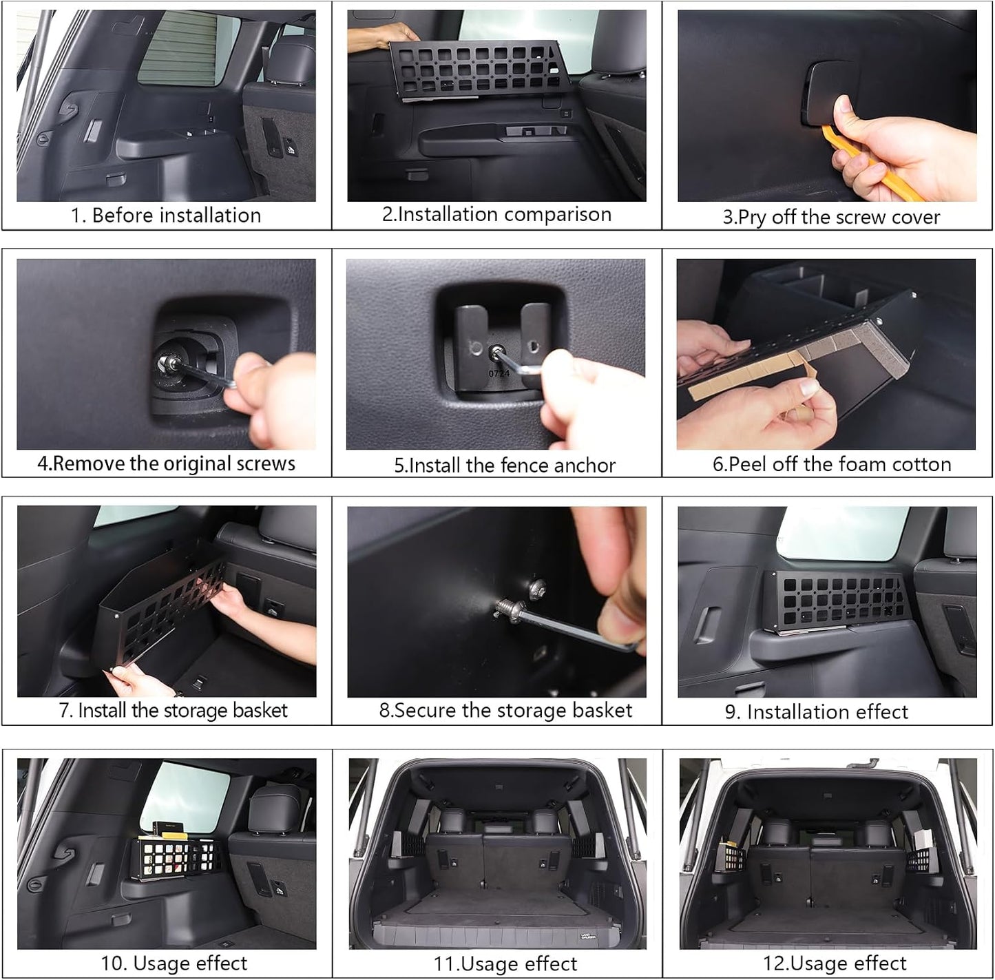 Trunk Side Rack Cargo Storage Shelf Compatible with Toyota Land Cruiser 250 Prado LC250 J250 2024 - 2026
