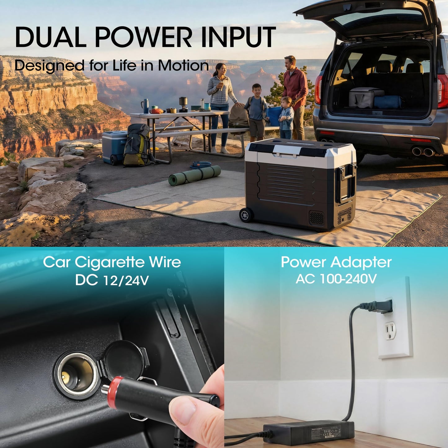 12 Volt Portable Refrigerator, 37QT/58QT Electric Cooler, Electric Cooler APP Control, for Travel, Camping, Boat