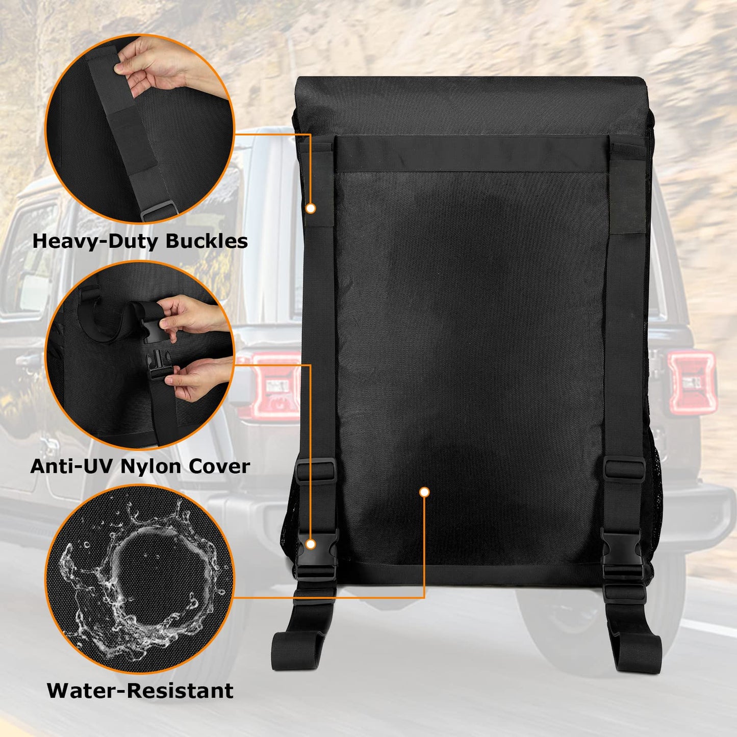 Spare Tire Trash Bag, Offroad Storage Bag Heavy Duty Truck Tailgate Fits up to 40" Tire for Jeep Truck SUV Car