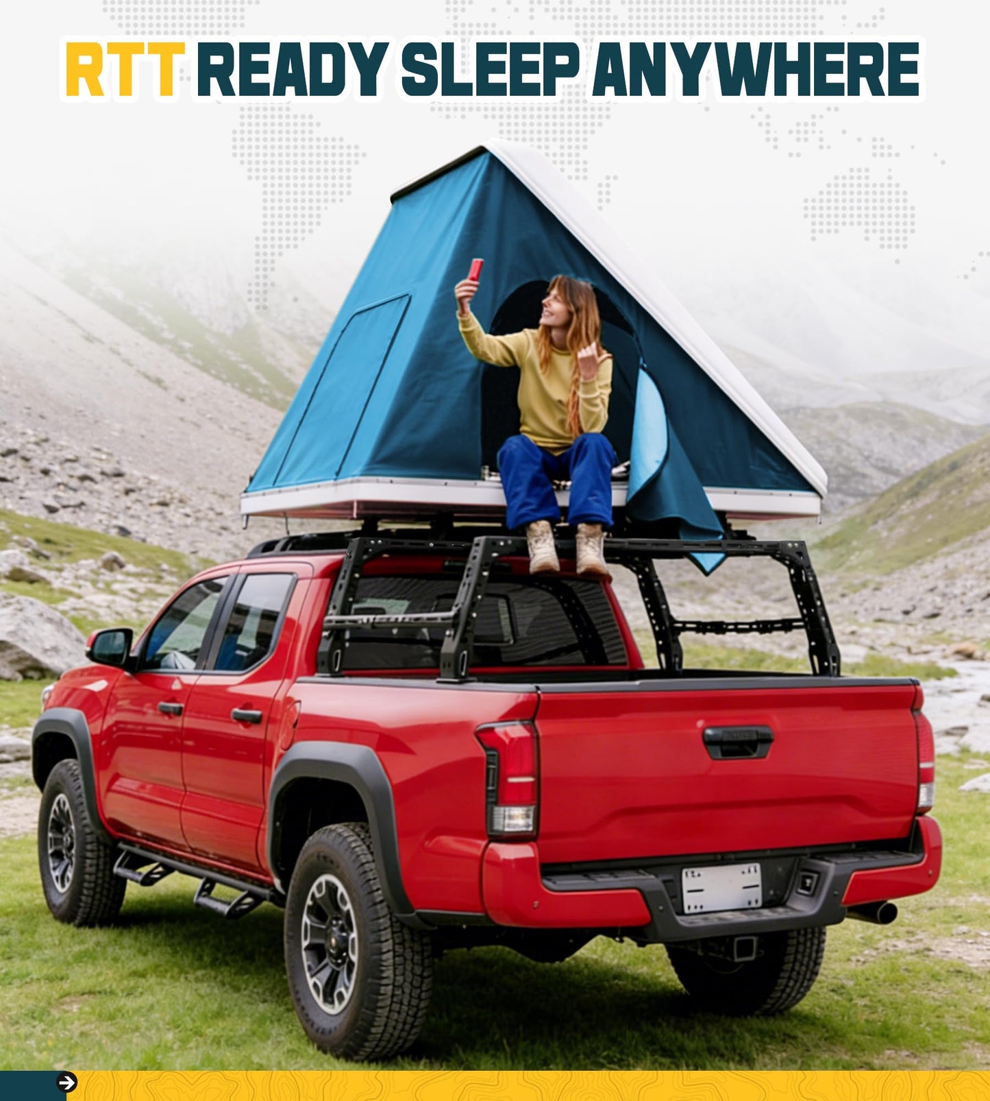 Overland Bed Rack Fit for Full-Size Pickups with Side Cross Bars, Fit for F150/Ram 1500/Silverado/Sierra