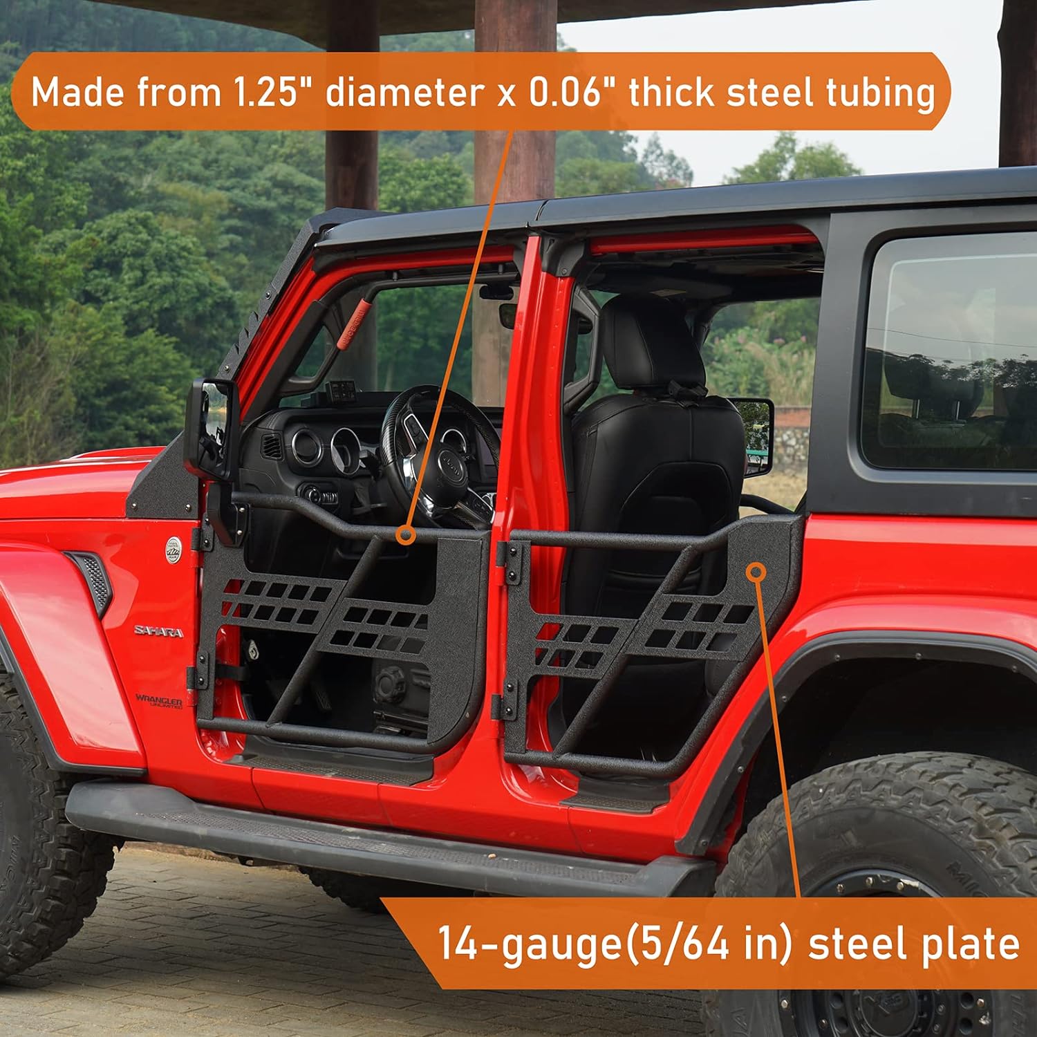 Hooke Road Front Rear Tubular Half Doors for 2018-2025 Jeep Wrangler JL & 2020-2025 Gladiator JT (4 Doors Set)