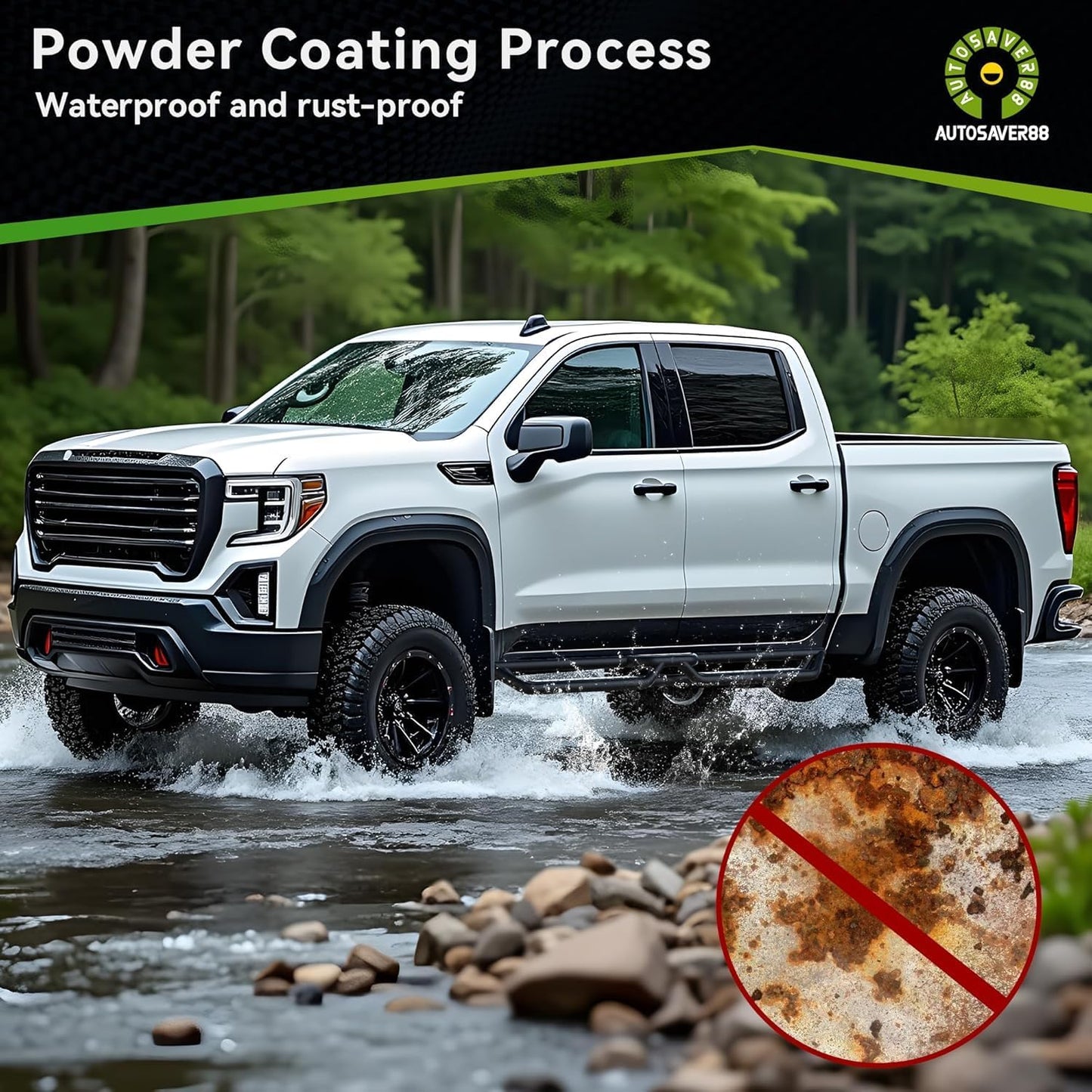 Carbon Steel Running Boards & Side Steps Compatible with 2024-2026 Tacoma Double Cab/Crew Cab