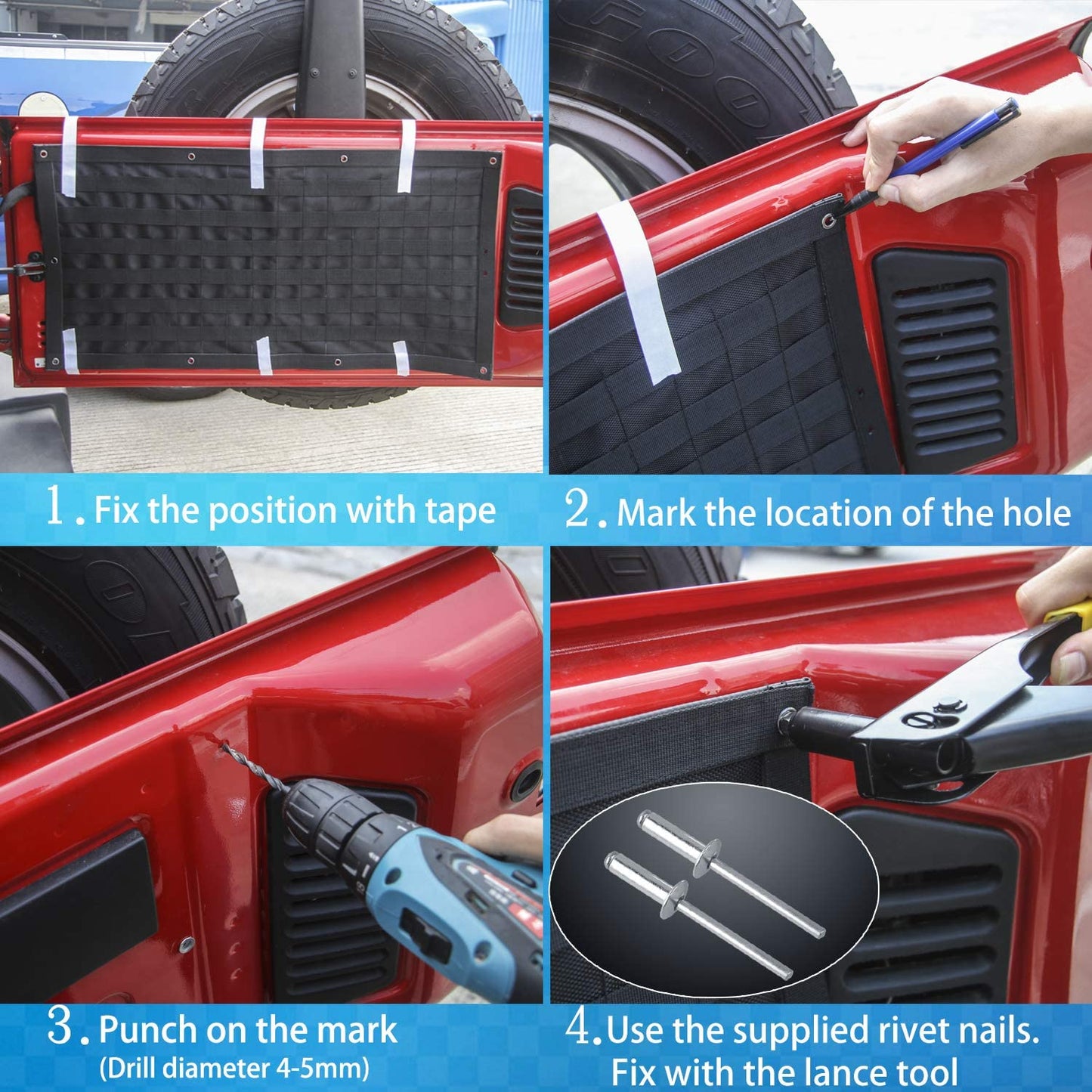 Tailgate Tool Kit Storage Bag Organizer Racks for 2007-2018 Jeep Wrangler JK JKU 2018-2019 JL JLU, Canvas, 3PCS