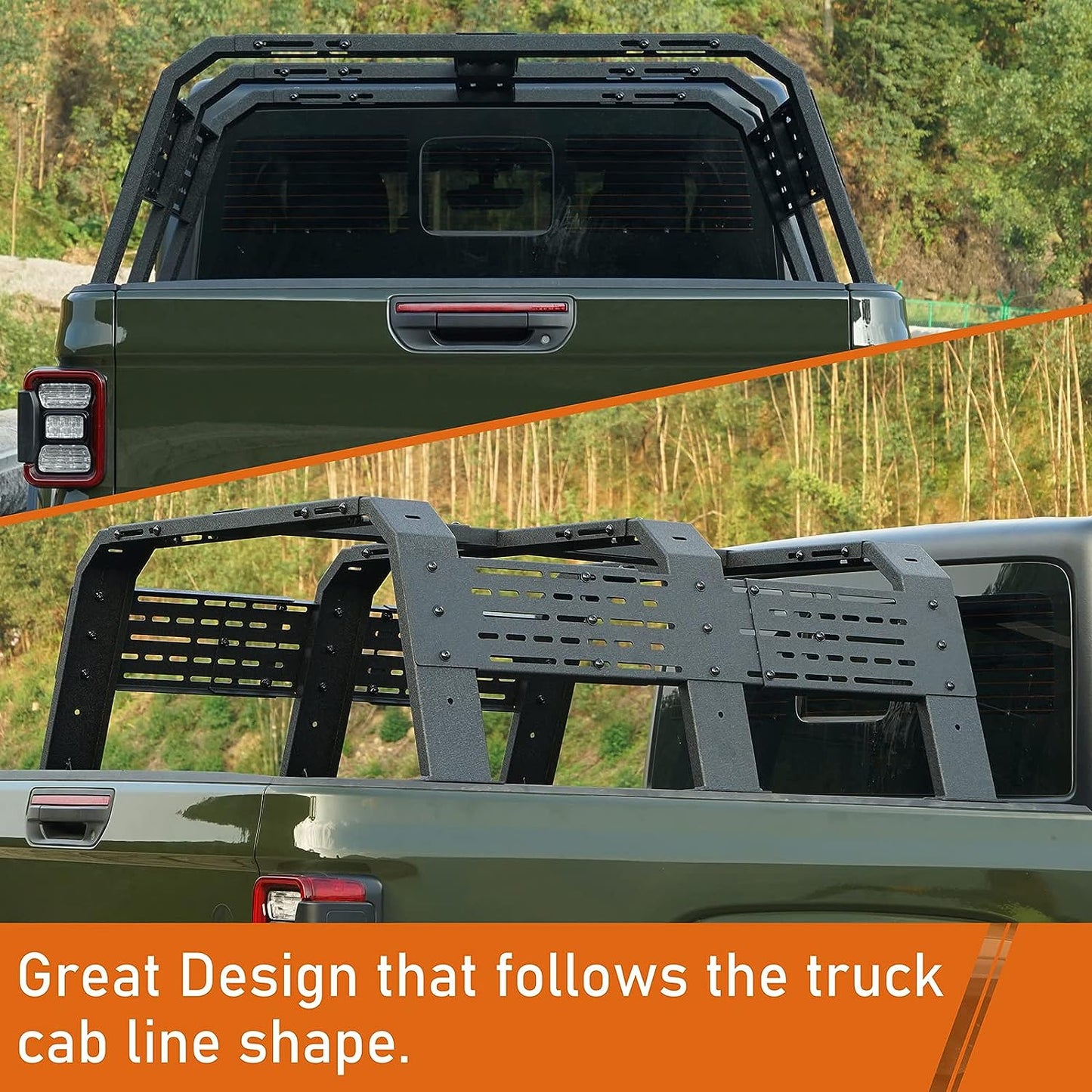 High Overland Bed Rack for Mid-Size Trucks w/Bed Rails - Compatible with 05-23 Toyota Tacoma & 20-23 Jeep Gladiator JT