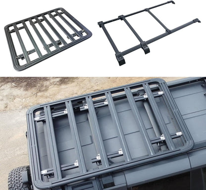 5 PCS Roof Rack Cross Bars Kit & Cargo Basket for 2021 2022 2023 2024 Ford Bronco 4Door Hard Top Rooftop Cargo Accrssories(Except Bronco Sport) - OMOTOR