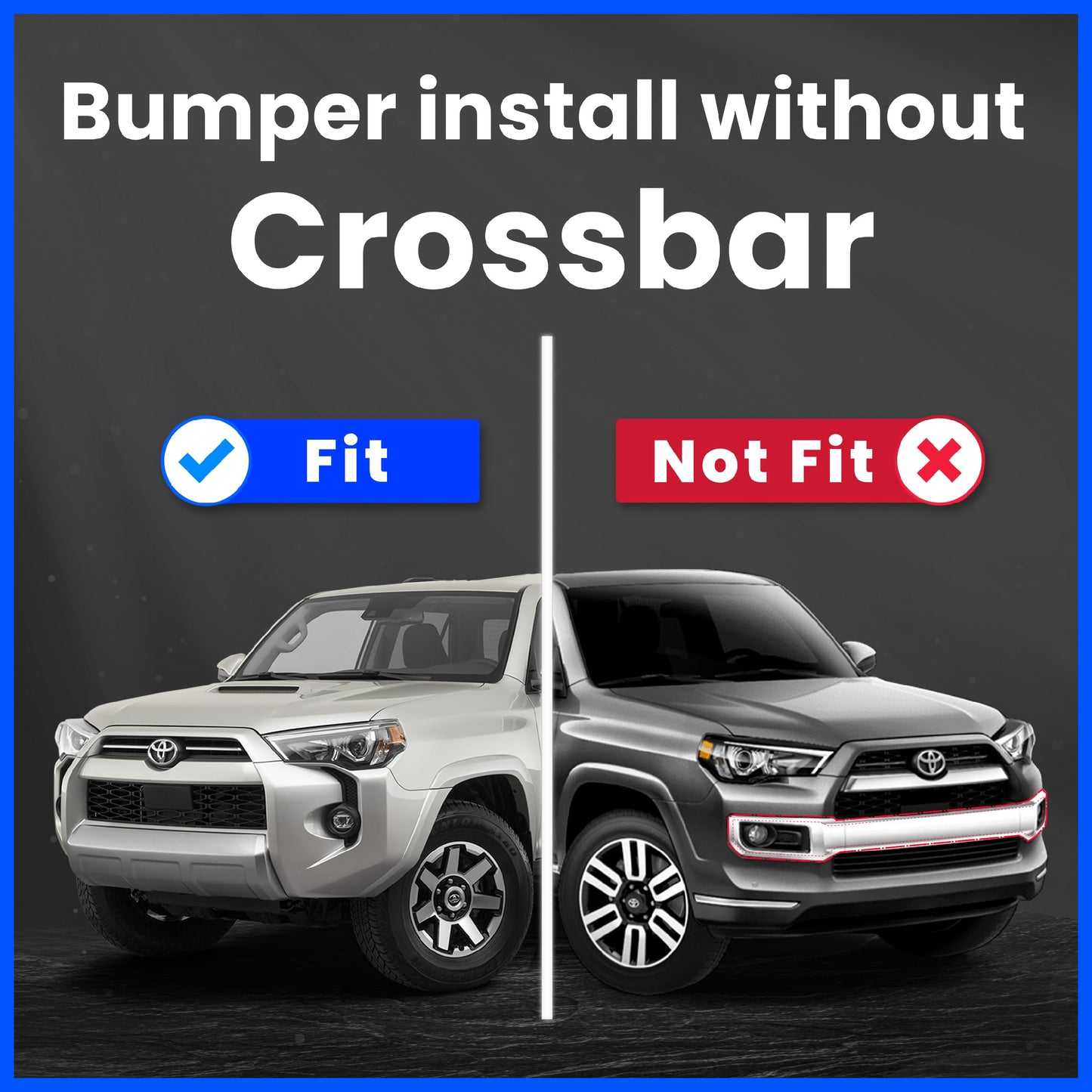 Center Bumper Guard Compatible with 2014-2024 Toyota 4Runner (Exclude Limited; Nightshade; TRD Sport)