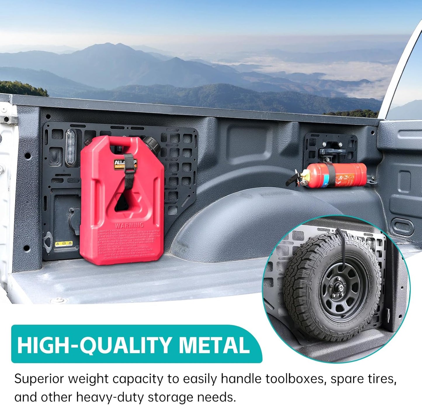 Side Truck Bed Molle Panel Rack System Compatible with 2015-2025 Ford F150 Accessories 5.5FT Cargo Storage Organizer Tools Rack Fit for 2015-2025 F-150 Accessories