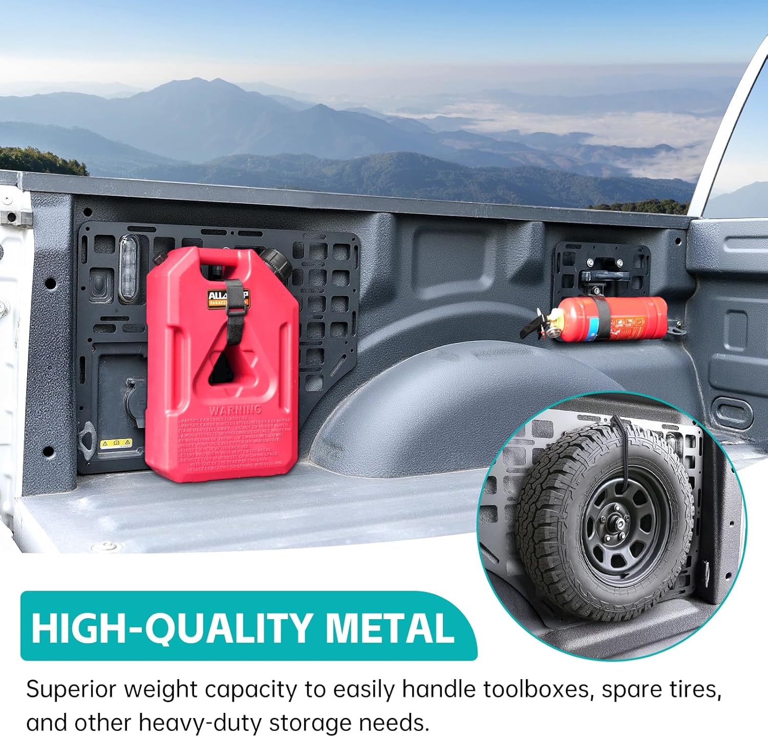 Side Truck Bed Molle Panel Rack System Compatible with 2015-2025 Ford F150 Accessories 5.5FT Cargo Storage Organizer Tools Rack Fit for 2015-2025 F-150 Accessories