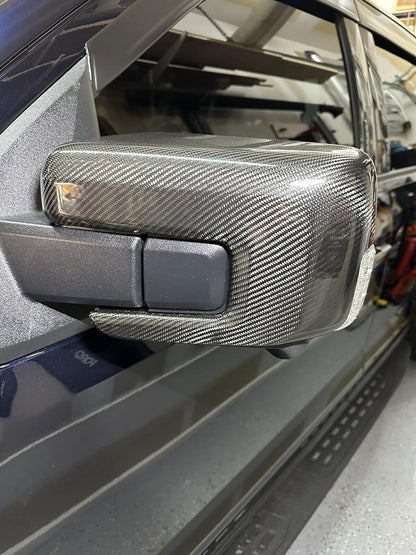 Dry Carbon Fiber Side Mirror Cap Cover for Ford F150 F-150 Raptor R Shelby Lariat Platinum 2021 2022 2023 2024,Sideview Rearview Mirror Overlay