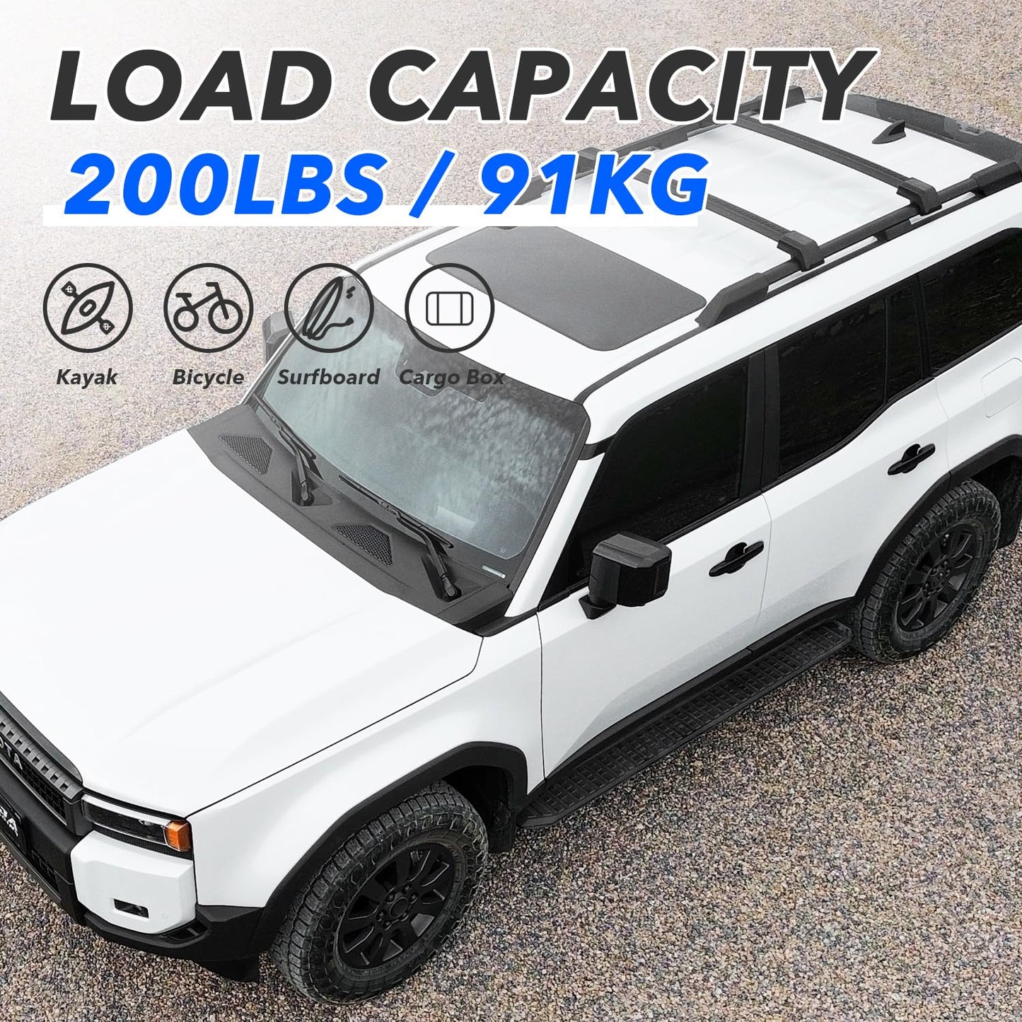 Roof Rack Side Rails + Cross Bars for Toyota Land Cruiser Prado J250 LC250/1958 2024-2026