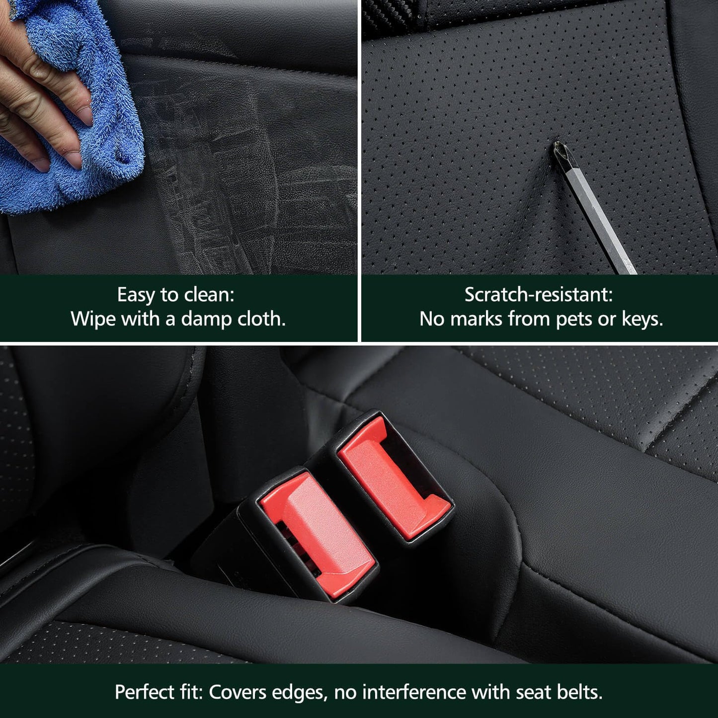 Leather Waterproof Black Seat Covers  for Ford F150 Seat Covers 2015-2026 SuperCrew/CrewCab(XL,XLT)