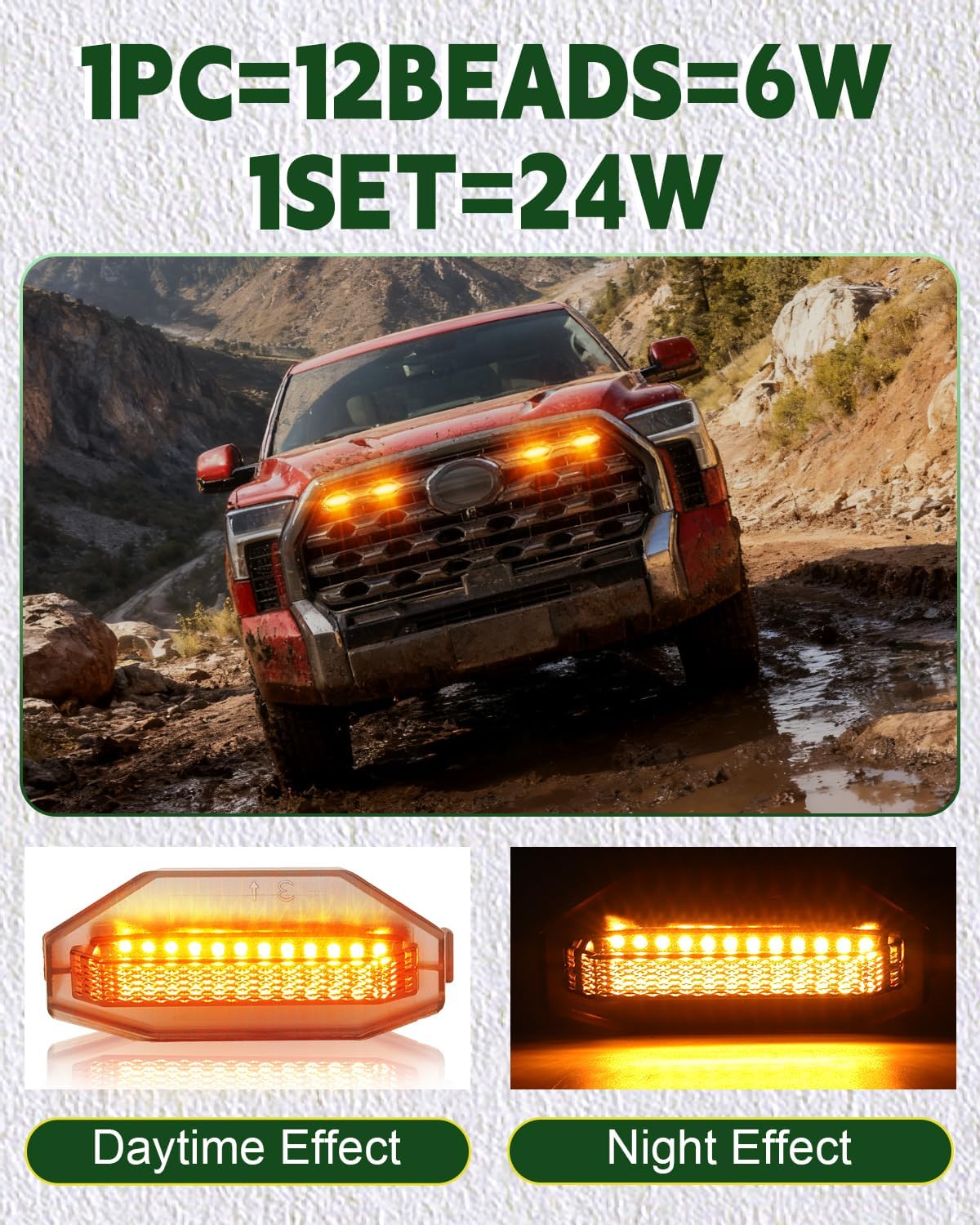 4PCS LED Front Grill Lights for Toyota Tundra 2022-2026 3rd Gen
