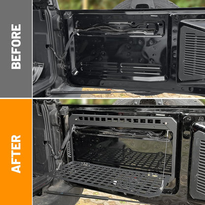 MAIKER OFF ROAD Tailgate Table Rear Foldable Cargo Shelf Aluminum Alloy Storage Shelf MOLLE Panel for Ford Bronco 2021-2024