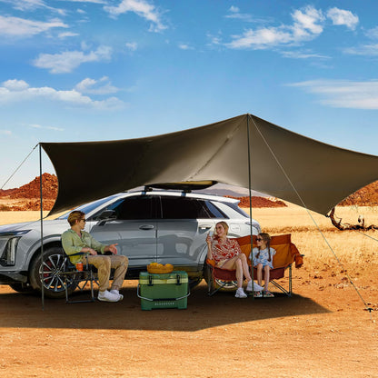 19x9.8ft Retractable Car Awning with Blackout Coating for Vehicle/Truck/Jeep/SUV/Van