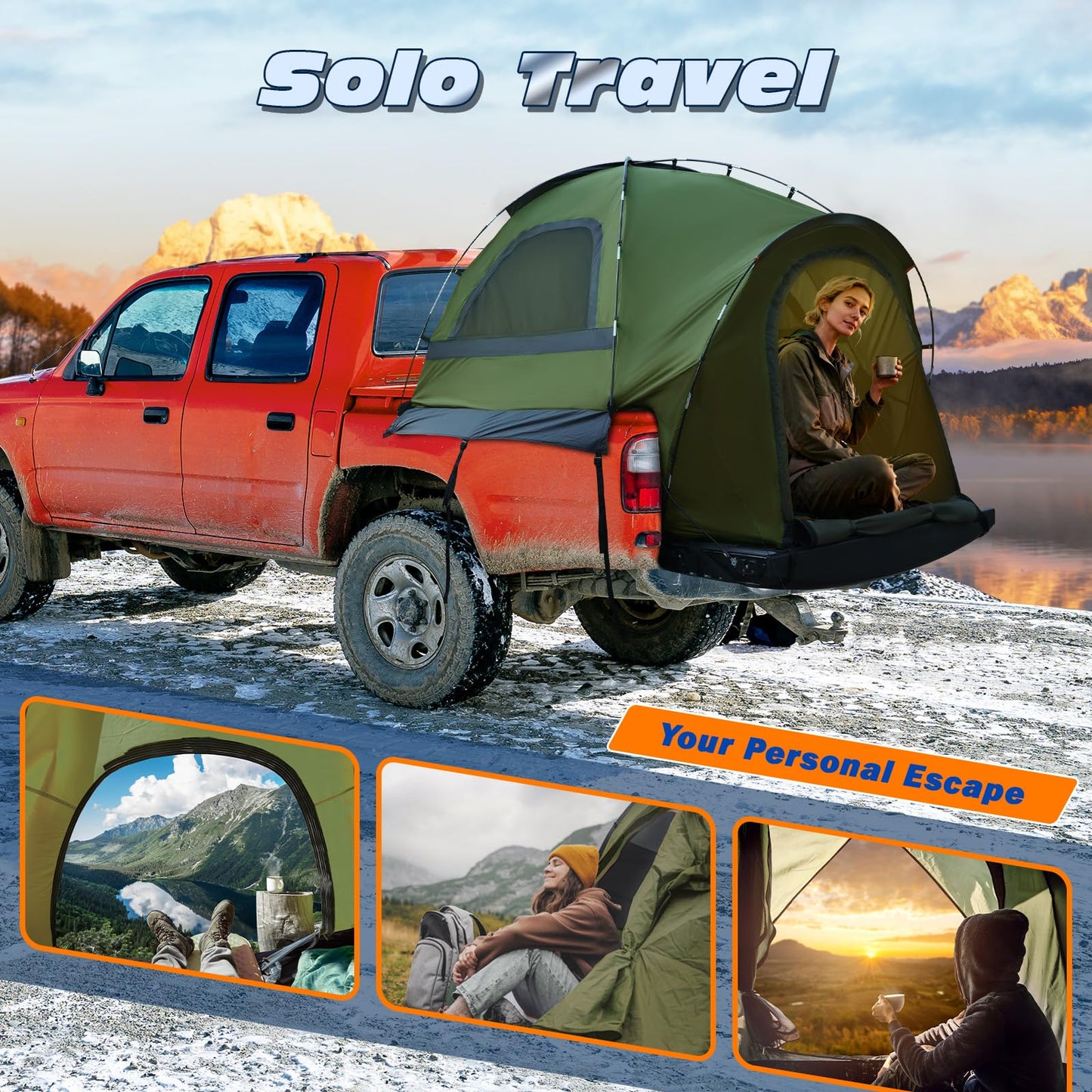 Truck Bed Tent, Waterproof PU3000mm Pickup Truck Tent for Camping Bed, for Car Camping