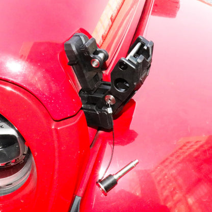 Locking Hood Latch Hood Lock Compatible with 2018-2025 Jeep Wrangler JL 4XE Gladiator JT Hood Latches Kit Hood Catch Replacement Accessories, Eliminate Hood Flutter, 2X Keys, 1 Pair