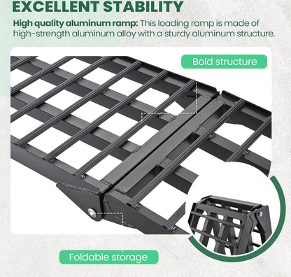 10ft Motorcycle Ramp 1500LBS Capacity, 120"x17.7" Black Truck Ramps, Loading Ramps for Pick Up Motorcycle, ATV, UTV, Dirt Bike, Lawn Mower, Golf Cart, Garden Tractor - OMOTOR