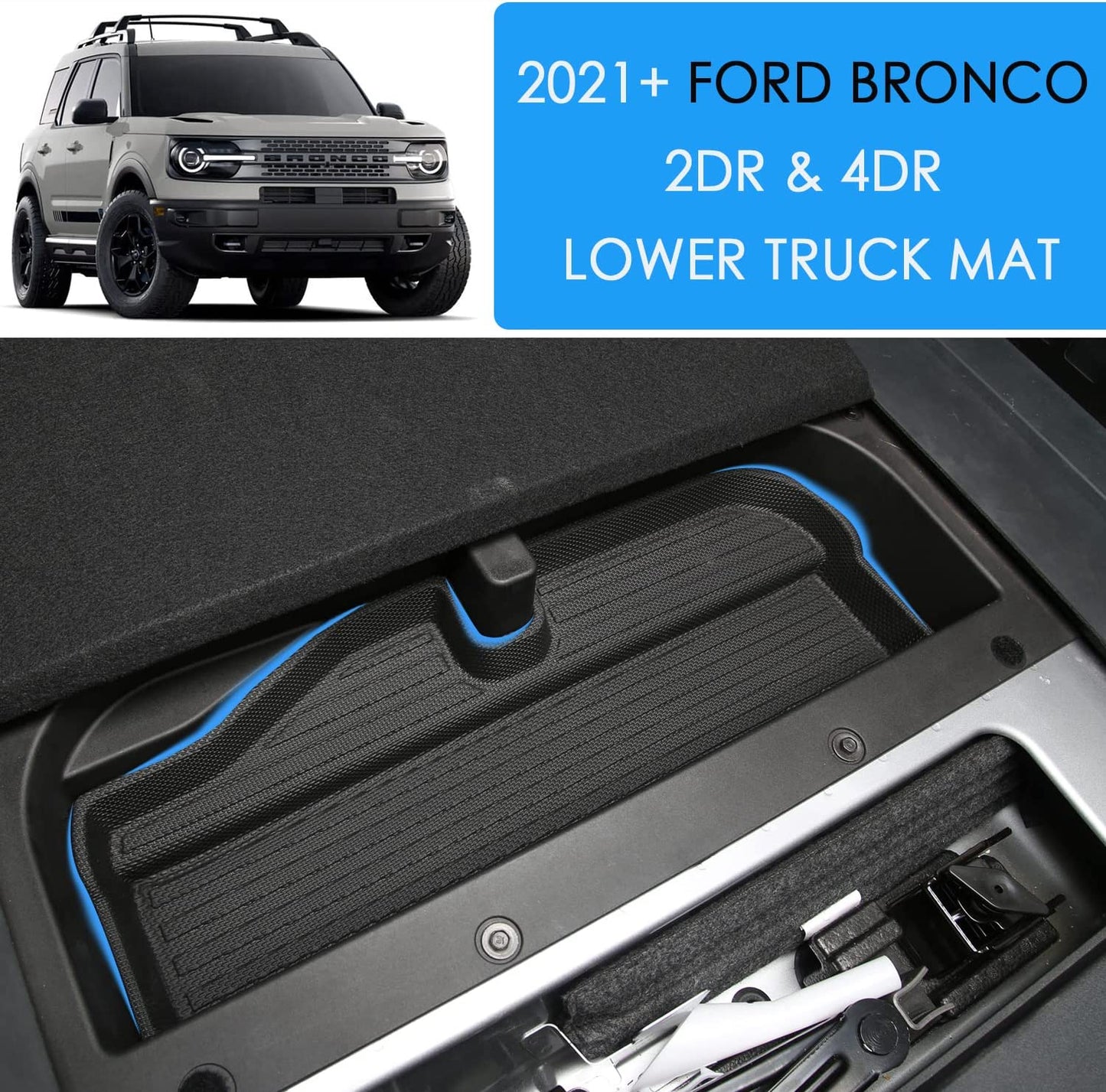 for Ford Bronco Rear Trunk Mat - Waterproof & Odorless Cargo Liner Storage Mat for 2021 2022 2023 2/4-Door Ford Bronco Accessories