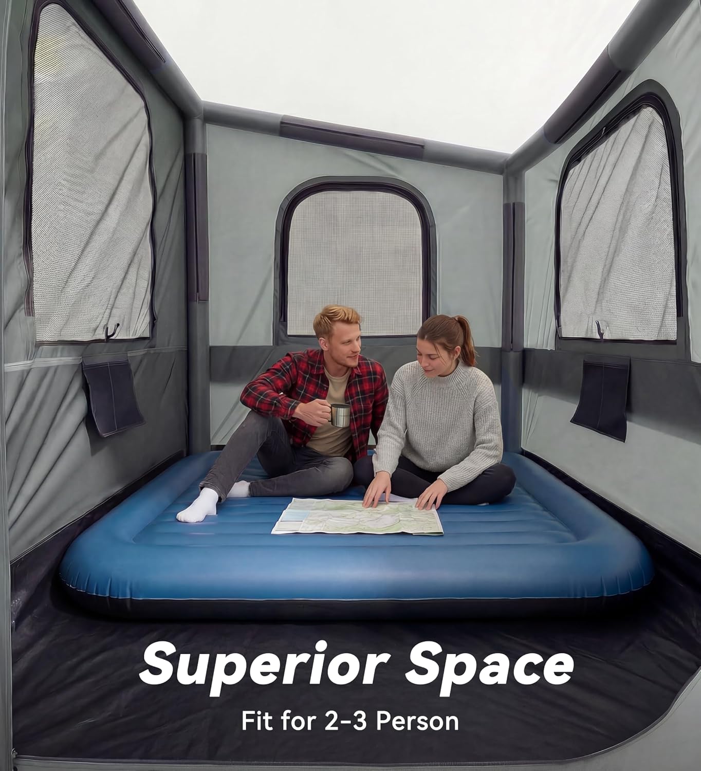 Inflatable Truck Bed Tent with Detachable Zippered Awning, Pickup Truck Tent for 5.5ft-8ft Bed