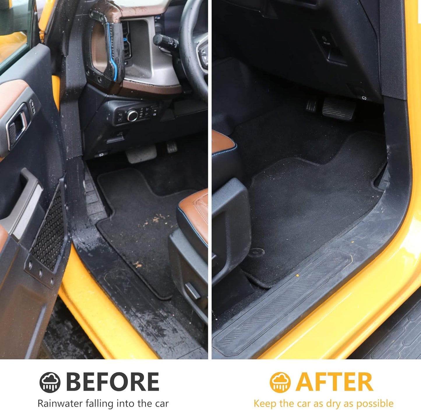 Black Window Visor Rain Guard Compatible with 2021 - 2025 Ford Bronco 4 Door