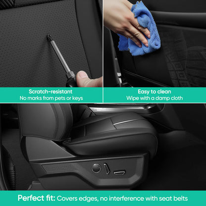 Leather Waterproof Black Seat Covers  for Ford F150 Seat Covers 2015-2026 SuperCrew/CrewCab(XL,XLT)
