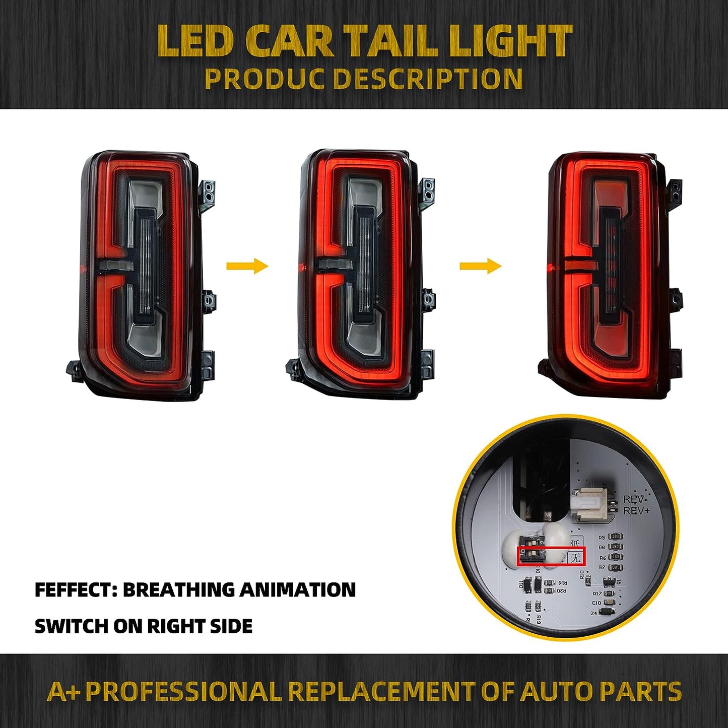 Smoked LED Tail Light Assembly Compatible with 2021 2022 2023 Ford Bronco