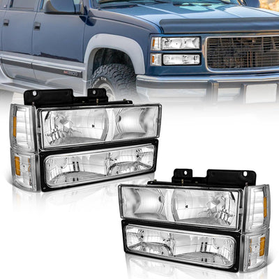 Headlights for 1994-1998 GMC C/K 1500 2500 3500 Sierra; for 94-99 GMC C/K 1500 2500 Suburban Yukon