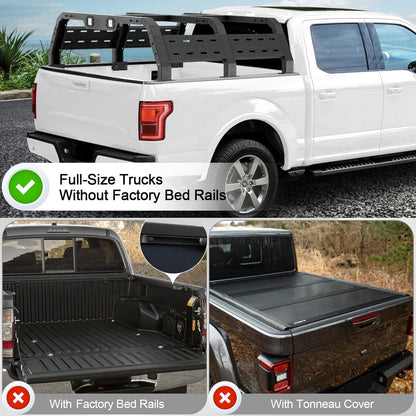 Truck Rack for Full-Size Trucks Without Bed Rails 17.3'' Truck Bed Rack Compatible with 2002-2022 Dodge Ram 1500, 2014-2022 Chevy Silverado 1500, 2015-2022 Ford F-150, 2007-2013 Toyota Tundra - OMOTOR