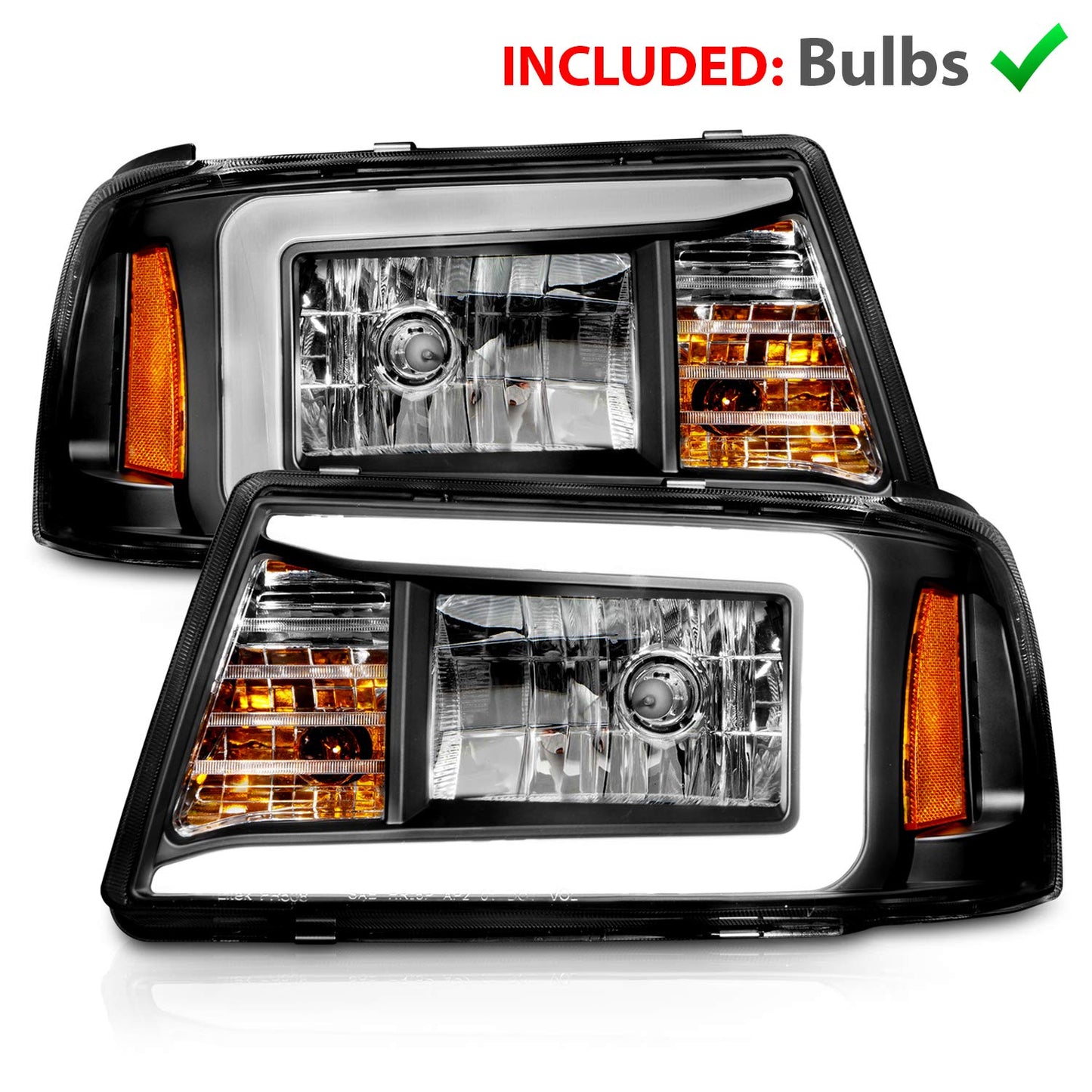 2Pcs LED Tube Black Replacement Headlights Corner Lamp Set for Ford Ranger 2001-2011
