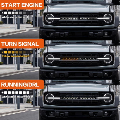 2PCS LED Grill Light Bar Compatible with 2021-2025 Ford Bronco 2/4 Door