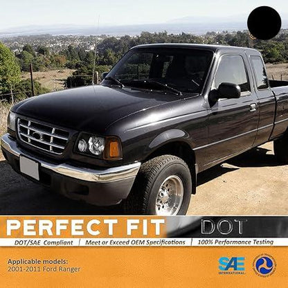 For 2001-2011 Ford Ranger Headlights Assembly,Headlamp Replacement for 01-11 ford Ranger Black/Chrome Housing Amber Reflector Left+Right Pair Set - OMOTOR