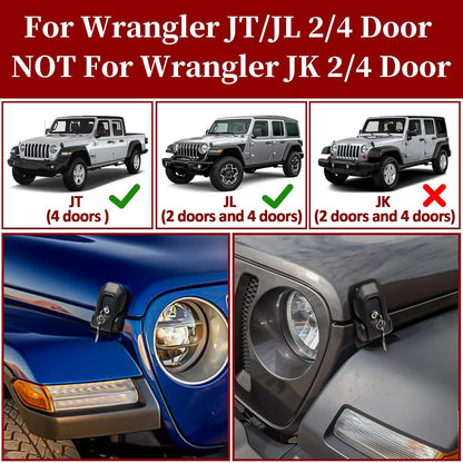 Buling Wrangler Factory Locking Hood Latches with Keys Compatible with Jeep Wrangler JL JLU 2018-2025 & Jeep Gladiator JT 2020-2025 (Matte Black)