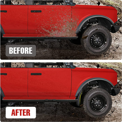 Mud Flaps for Ford Bronco Accessories 2021 2022 2023 2024 2/4-Door No Punching Required Front and Rear 4PCS - OMOTOR