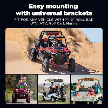 25 Inch UTV Sound Bar, ATV SoundBar Bluetooth with RGB Lighting, Amplified Powersports SXS Sound Bar, Waterproof Golf Cart Sound Bar, UTV Speakers Compatible with Polaris RZR Can-Am - OMOTOR