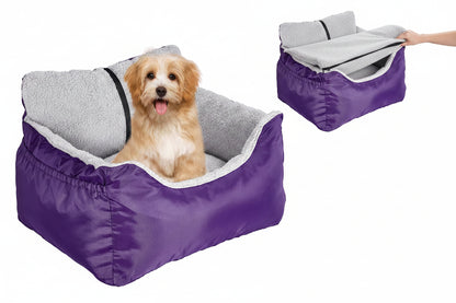 BurgeonNest Dog Car Seat for Small Dogs Under 25 lbs – Fully Detachable & Washable, Soft Booster Seat with Storage Pockets, Clip-On Leash, Portable Carrier Bed, Fits Most Car Seats and Types - OMOTOR