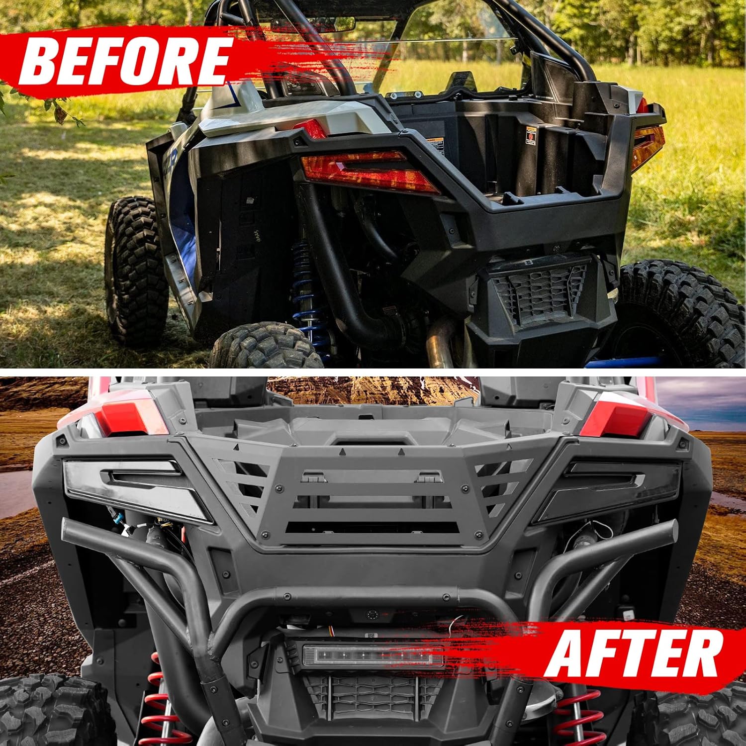 A & UTV PRO Bed Enclosure Tailgate for Polaris RZR PRO XP / XP4 2020 2021 2022 2023 2024, for RZR Turbo R 2022-2024, UTV Heavy Duty Steel Rear Cargo Bed Rack Extender Accessories, Black