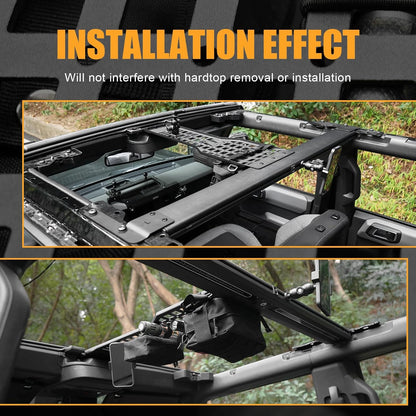 Overhead Molle Panel Compatible with Ford Bronco 2021 - 2024 4-Door Hardtop with Integrated LED Ceiling Light (Not fit Sport and 2-Door)