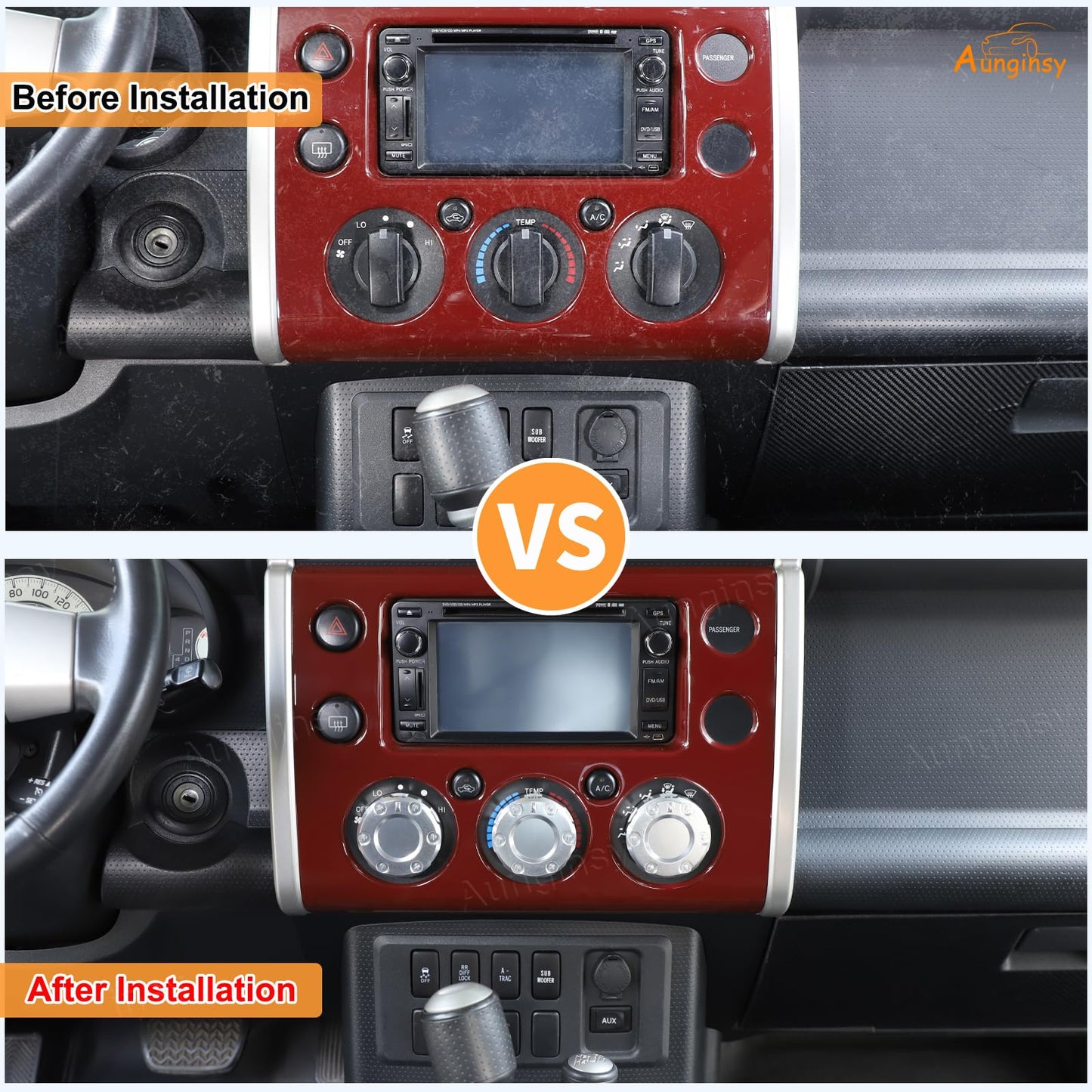 Center Console Air Conditioner Switch Button Knob Trim Cover Compatible with Toyota FJ Cruiser 2007-2021