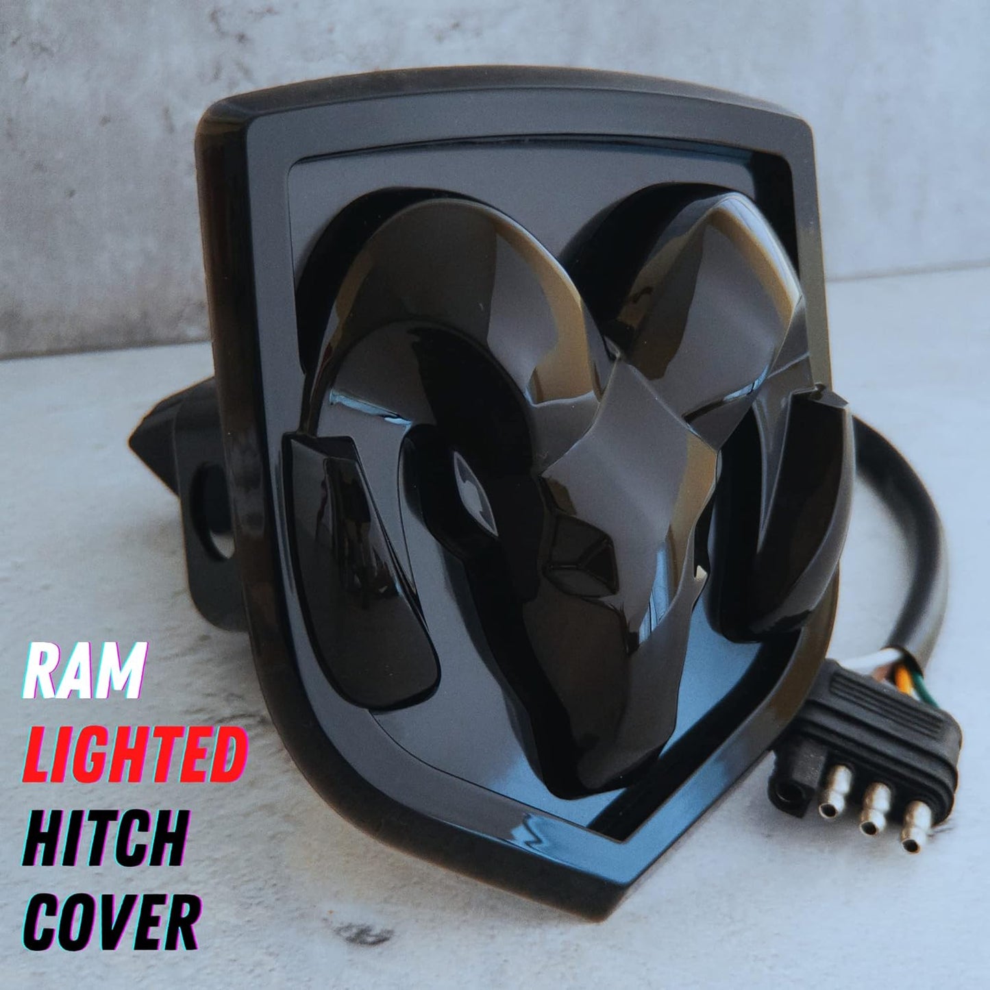 RAM Truck Lighted Hitch Cover – Licensed Black LED Logo Emblem, Fits 1-1/4" & 2" Receivers