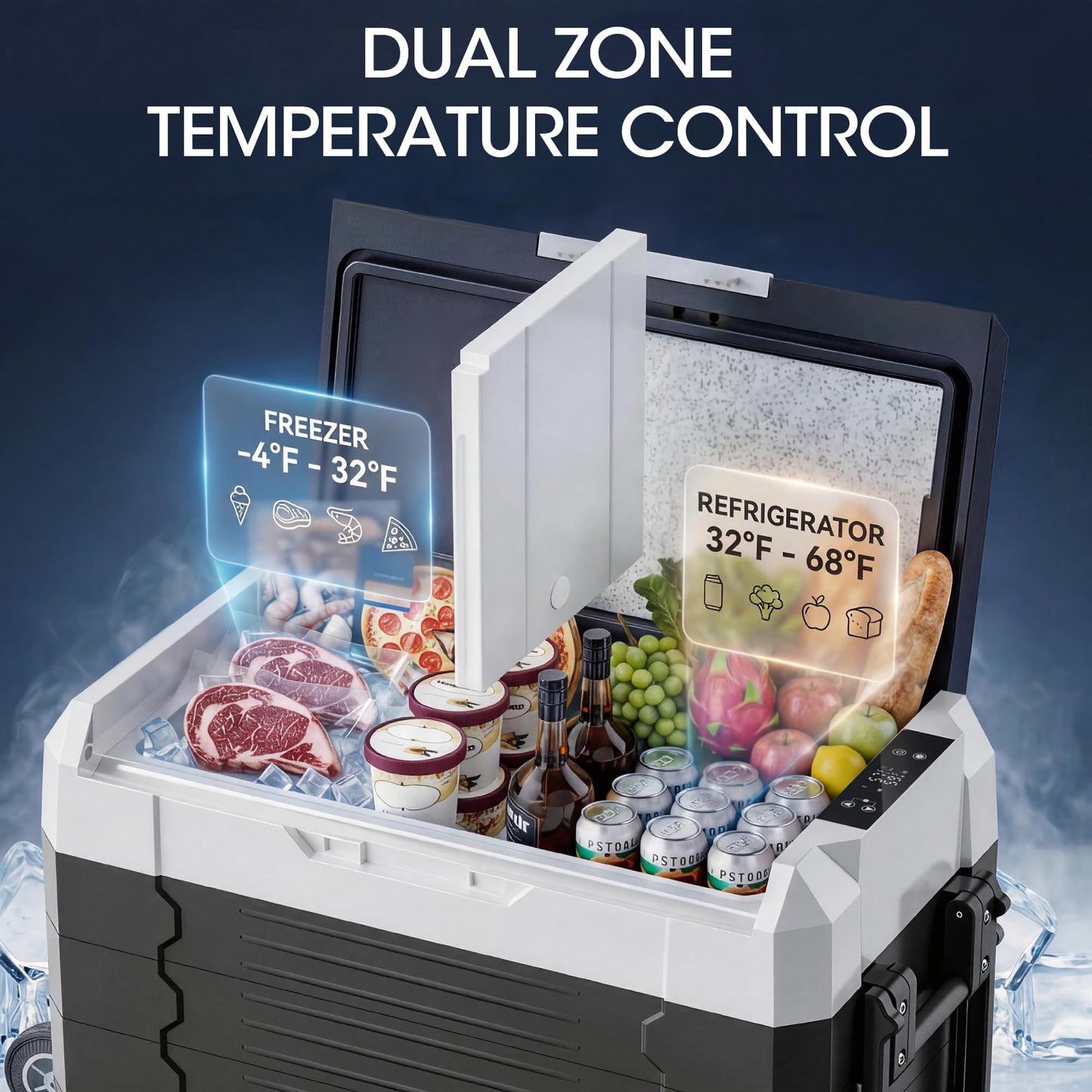 12 Volt Portable Refrigerator, 37QT/58QT Electric Cooler, Electric Cooler APP Control, for Travel, Camping, Boat